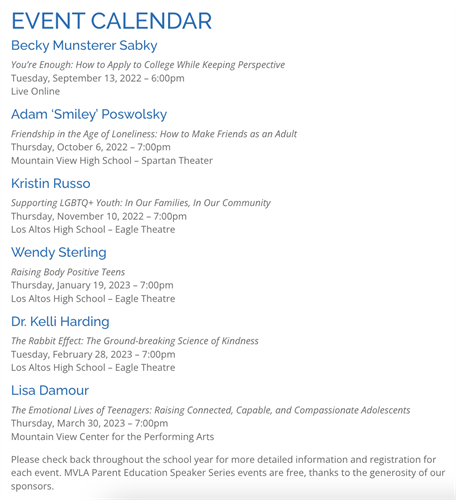 Image of Speaker Series schedule