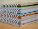 Stack of colorful binders 